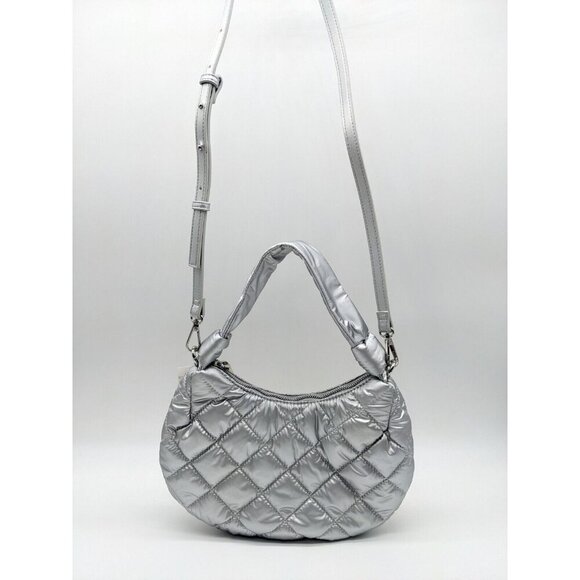 INC International Concepts Olivya quilted nylon small shoulder crossbody -SILVER - Picture 6 of 9